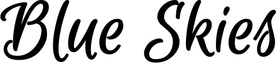 Vorschau des Bootsnamens "Blue Skies" als Schriftzug für "Bootsbeschriftung Klassisch 105"