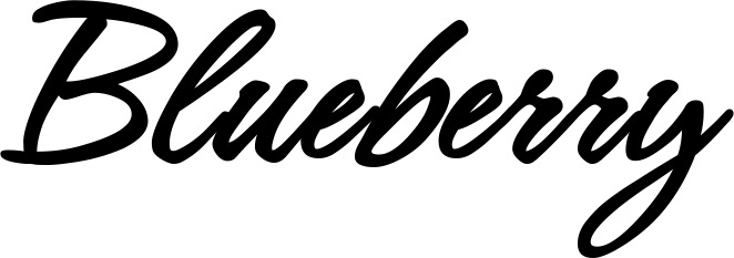 Vorschau des Bootsnamens "Blueberry" als Schriftzug für "Bootsbeschriftung Klassisch 71"