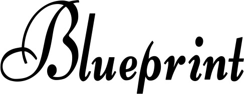 Vorschau des Bootsnamens "Blueprint" als Schriftzug für "Bootsbeschriftung Klassisch 76"
