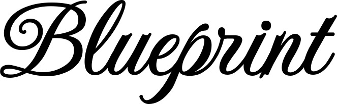 Vorschau des Bootsnamens "Blueprint" als Schriftzug für "Bootsbeschriftung Klassisch 70"