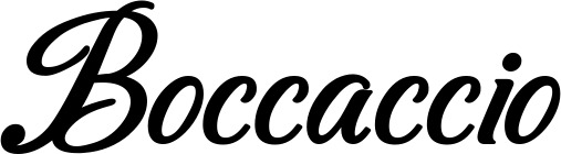 Vorschau des Bootsnamens "Boccaccio" als Schriftzug für "Bootsbeschriftung Klassisch 50"