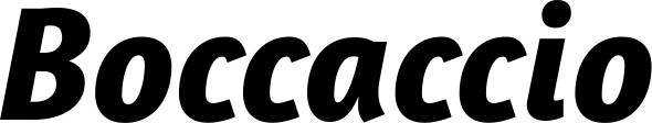 Vorschau des Bootsnamens "Boccaccio" als Schriftzug für "Bootsbeschriftung Kursiv 01"