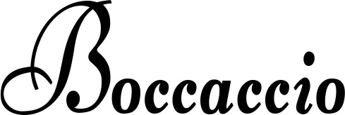 Vorschau des Bootsnamens "Boccaccio" als Schriftzug für "Bootsbeschriftung Klassisch 76"