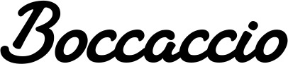 Vorschau des Bootsnamens "Boccaccio" als Schriftzug für "Bootsbeschriftung Klassisch 65"