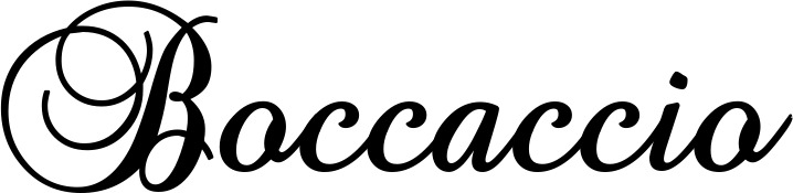 Vorschau des Bootsnamens "Boccaccio" als Schriftzug für "Bootsbeschriftung Klassisch 02-A"