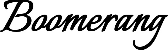 Vorschau des Bootsnamens "Boomerang" als Schriftzug für "Bootsbeschriftung Klassisch 58"