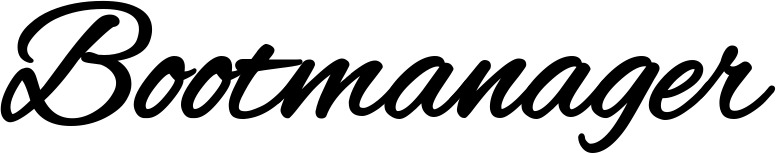Vorschau des Bootsnamens "Bootmanager" als Schriftzug für "Bootsbeschriftung Klassisch 35"
