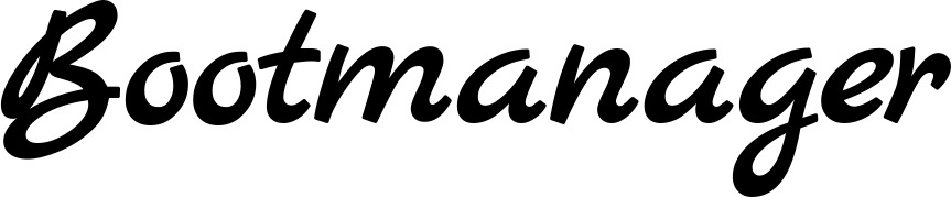 Vorschau des Bootsnamens "Bootmanager" als Schriftzug für "Bootsbeschriftung Klassisch 45"