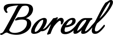 Vorschau des Bootsnamens "Boreal" als Schriftzug für "Bootsbeschriftung Klassisch 58"