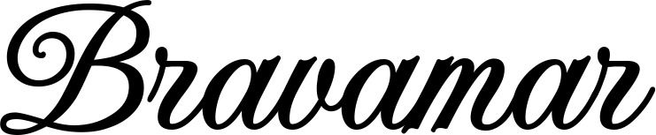 Vorschau des Bootsnamens "Bravamar" als Schriftzug für "Bootsbeschriftung Klassisch 70"