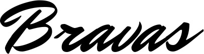 Vorschau des Bootsnamens "Bravas" als Schriftzug für "Bootsbeschriftung Klassisch 82"