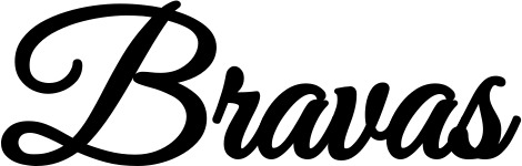 Vorschau des Bootsnamens "Bravas" als Schriftzug für "Bootsbeschriftung Klassisch 68"