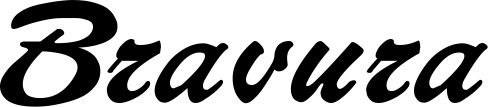 Vorschau des Bootsnamens "Bravura" als Schriftzug für "Bootsbeschriftung Klassisch 12"