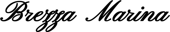 Vorschau des Bootsnamens "Brezza Marina" als Schriftzug für "Bootsbeschriftung Klassisch 107"