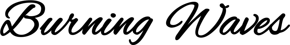 Vorschau des Bootsnamens "Burning Waves" als Schriftzug für "Bootsbeschriftung Klassisch 35"