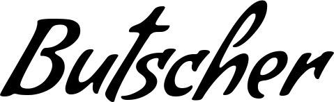 Vorschau des Bootsnamens "Butscher" als Schriftzug für "Bootsbeschriftung Klassisch 57"