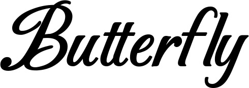 Vorschau des Bootsnamens "Butterfly" als Schriftzug für "Bootsbeschriftung Klassisch 50"
