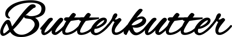 Vorschau des Bootsnamens "Butterkutter" als Schriftzug für "Bootsbeschriftung Klassisch 35"