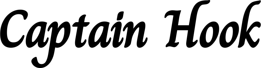 Vorschau des Bootsnamens "Captain Hook" als Schriftzug für "Bootsbeschriftung Klassisch 51"