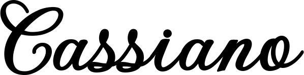 Vorschau des Bootsnamens "Cassiano" als Schriftzug für "Bootsbeschriftung Klassisch 69"