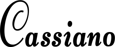 Vorschau des Bootsnamens "Cassiano" als Schriftzug für "Bootsbeschriftung Klassisch 76"