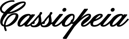 Vorschau des Bootsnamens "Cassiopeia" als Schriftzug für "Bootsbeschriftung Klassisch 107"