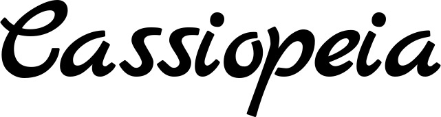 Vorschau des Bootsnamens "Cassiopeia" als Schriftzug für "Bootsbeschriftung Klassisch 45"