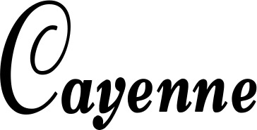 Vorschau des Bootsnamens "Cayenne" als Schriftzug für "Bootsbeschriftung Klassisch 76"