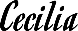 Vorschau des Bootsnamens "Cecilia" als Schriftzug für "Bootsbeschriftung Klassisch 93"