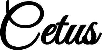 Vorschau des Bootsnamens "Cetus" als Schriftzug für "Style Klassisch 68"