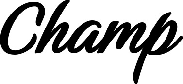 Vorschau des Bootsnamens "Champ" als Schriftzug für "Bootsbeschriftung Klassisch 48"