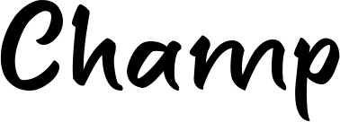 Vorschau des Bootsnamens "Champ" als Schriftzug für "Bootsbeschriftung Klassisch 95"