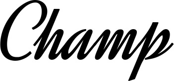 Vorschau des Bootsnamens "Champ" als Schriftzug für "Style Klassisch 44"