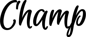 Vorschau des Bootsnamens "Champ" als Schriftzug für "Bootsbeschriftung Klassisch 105"