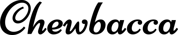 Vorschau des Bootsnamens "Chewbacca" als Schriftzug für "Bootsbeschriftung Klassisch 84"