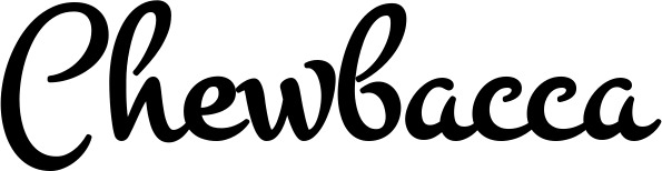 Vorschau des Bootsnamens "Chewbacca" als Schriftzug für "Bootsbeschriftung Klassisch 81"