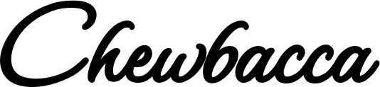 Vorschau des Bootsnamens "Chewbacca" als Schriftzug für "Bootsbeschriftung Klassisch 111"
