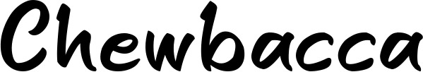 Vorschau des Bootsnamens "Chewbacca" als Schriftzug für "Bootsbeschriftung Klassisch 95"