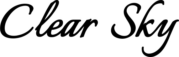Vorschau des Bootsnamens "Clear Sky" als Schriftzug für "Bootsbeschriftung Klassisch 58"