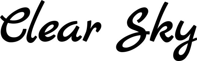 Vorschau des Bootsnamens "Clear Sky" als Schriftzug für "Bootsbeschriftung Klassisch 45"