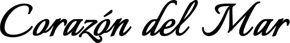 Vorschau des Bootsnamens "Corazón del Mar" als Schriftzug für "Bootsbeschriftung Klassisch 58"