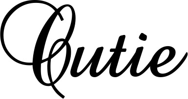 Vorschau des Bootsnamens "Cutie" als Schriftzug für "Bootsbeschriftung Klassisch 02-A"