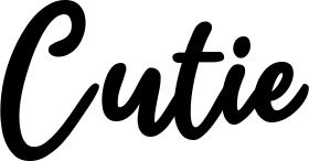 Vorschau des Bootsnamens "Cutie" als Schriftzug für "Bootsbeschriftung Klassisch 74"