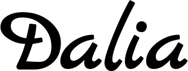 Vorschau des Bootsnamens "Dalia" als Schriftzug für "Bootsbeschriftung Klassisch 45"