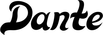 Vorschau des Bootsnamens "Dante" als Schriftzug für "Bootsbeschriftung Klassisch 33"