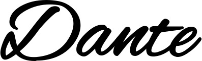 Vorschau des Bootsnamens "Dante" als Schriftzug für "Bootsbeschriftung Klassisch 35"