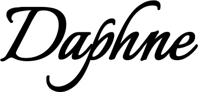 Vorschau des Bootsnamens "Daphne" als Schriftzug für "Bootsbeschriftung Klassisch 58"