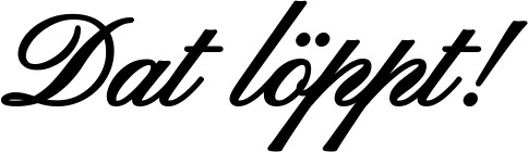 Vorschau des Bootsnamens "Dat löppt!" als Schriftzug für "Bootsbeschriftung Klassisch 107"