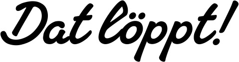 Vorschau des Bootsnamens "Dat löppt!" als Schriftzug für "Bootsbeschriftung Klassisch 65"