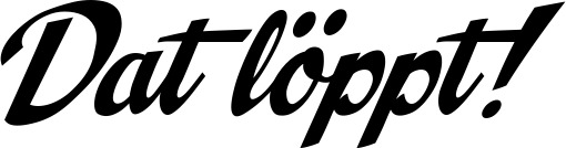 Vorschau des Bootsnamens "Dat löppt!" als Schriftzug für "Bootsbeschriftung Klassisch 29"